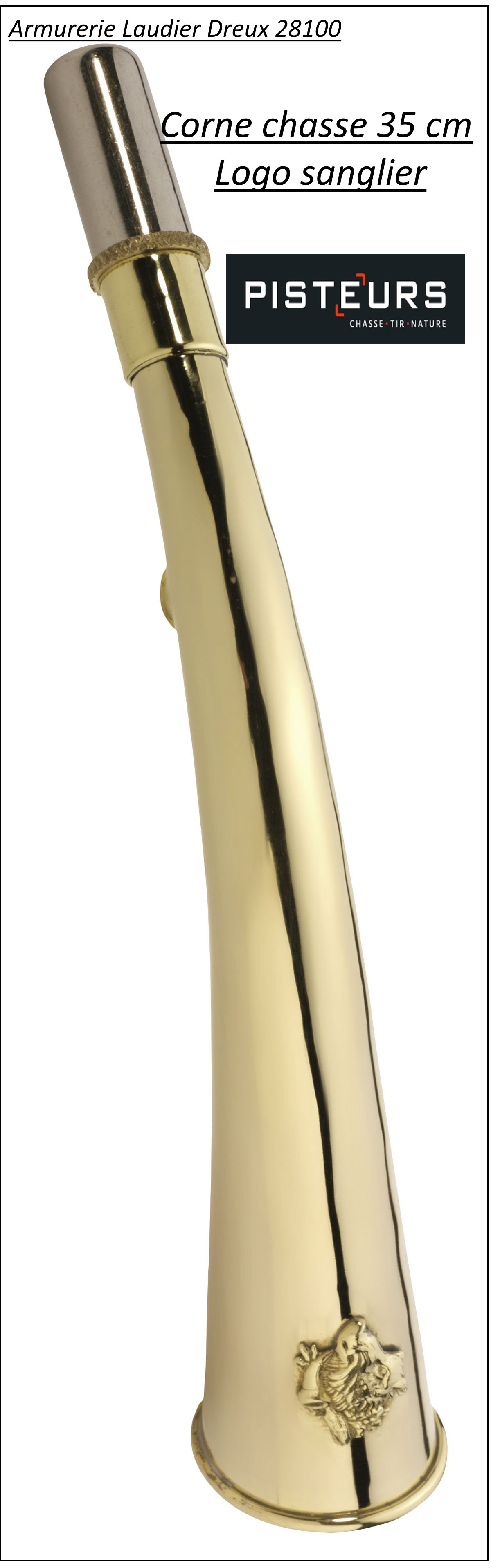 Corne de chasse rustique cuivre - Longueur 34 cm.Ref 11013