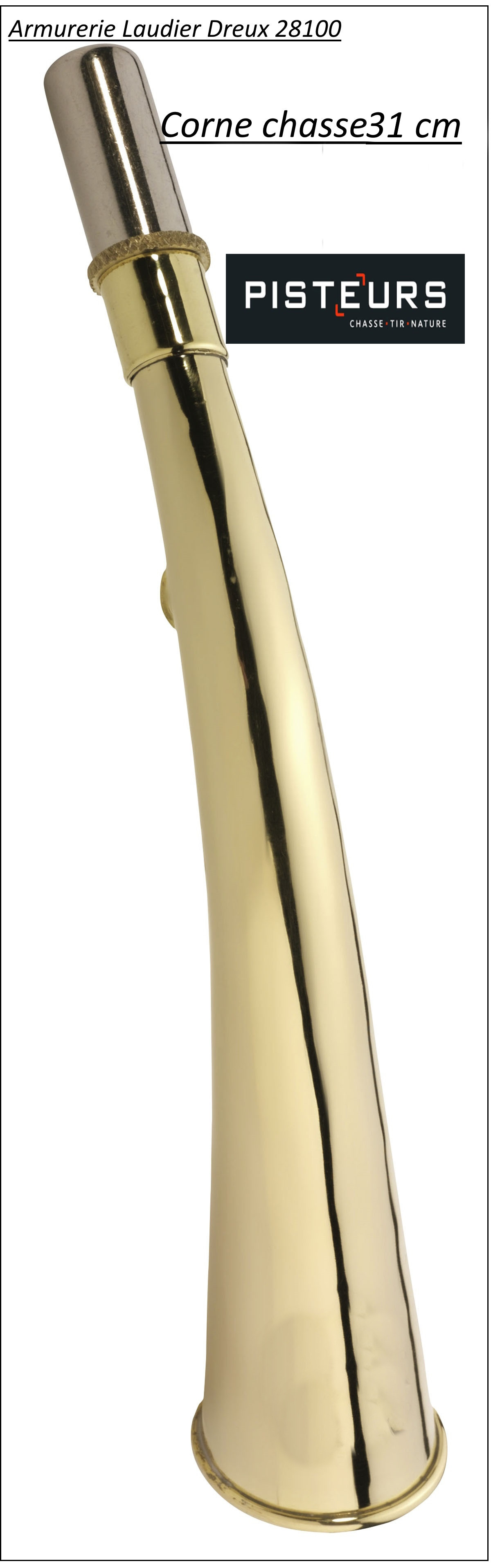 Corne de chasse rustique cuivre - Longueur 31 cm.Ref 11013