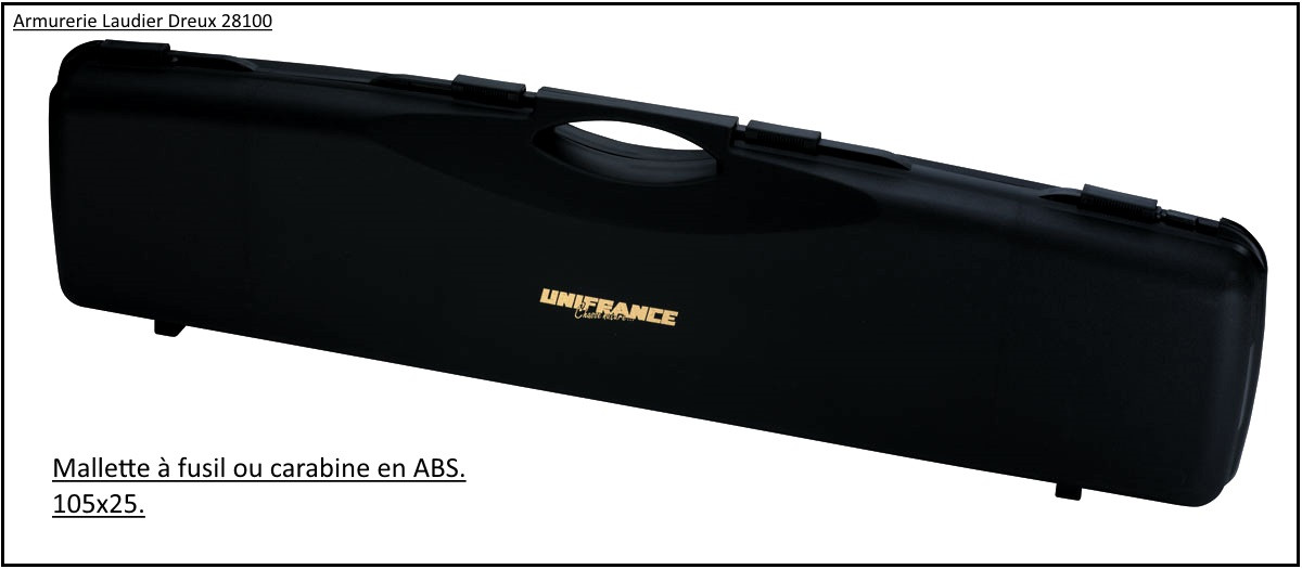 Mallette à fusil ou carabine à lunette en ABS -Dimensions intérieures:103 x 24 x 10 cm-Ref 10199