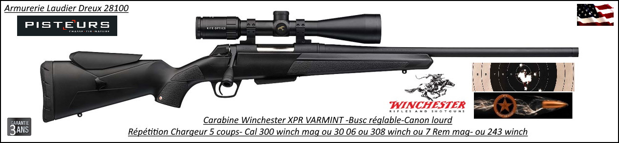  Carabine Winchester XPR Varmint Cal 308 winch Threaded Répétition Filetée busc reglable-Promotion-Ref 535754220-FN