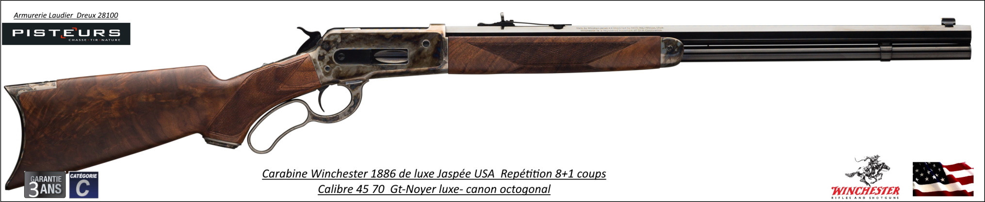 Carabine Winchester 1886 luxe DLX RIF Case Hardener USA Calibre 45 70 GT 8+1 coups-Ref 534227142