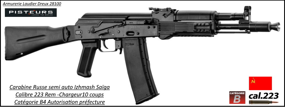 Carabine Izhmash Saïga MKK102 Calibre 223 R semi-automatique canon 341 mm-Autorisation-Préfectorale-B4-Ref ZE1206-ea
