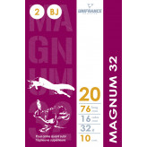 Cartouches de chasse UNIFRANCE -Cal 20/76 MAGNUM -32  grammes- Bourre à jupe  - Plombs n°2,4,5,6,7  