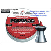 Plombs air comprimé Prédator POLYMAG Short Calibre 4,50 m/m Tête pointe rouge polymère Poids 0.52 gramme Boite de 200-Ref 24281