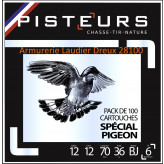 Cartouches-PISTEURS-Spécial-pigeons-Cal 12/70-Plomb N°6 en 36 gr-Pack de 100 cartouches-Ref 33502