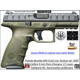 Pistolet Beretta APX VERT Calibre 9 Para Canon fileté -Optic Ready Semi automatique-Catégorie B1-Promotion-Ref 33870