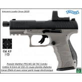 Pistolet Walther PPQ M2 Q4 Tac Combo Air CO2 Calibre 4,5 mm + viseur point rouge Canon 4,6" chargeur 21 coups plombs diabolos -Ref 46934