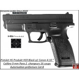 Pistolet HS Produkt 9 Black g1 canon 4.1" Calibre 9 Para chargeur 16 coups Semi automatique-Catégorie B1-Promotion-Ref 47071