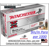 Cartouches 9 para Winchester FMJ Blindées Par 1000  poids 8gr/ 124 grs-Promotion-Ref cw9mm124-1000
