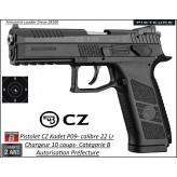 Pistolet CZ kadet P09  Black Calibre 22Lr-Semi automatique-Autorisation-Préfectorale-Catégorie B1-Promotion-Ref-780757-kadet-P09