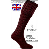 Chaussettes- anglaises- Pennine-Knicker-DS 522- Chelsea-Maroon-Taille L ou M