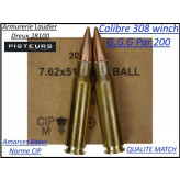 Cartouches calibre 308 winch GGG CIP (7.62x51) poids147 grains FMJ blindées par 200 cartouches-Promotion-Ref ggg 308w-200