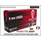 Cartouches Fiocchi 9 para-FMJ-Blindées-Par 500-Promotion-Ref FI709353