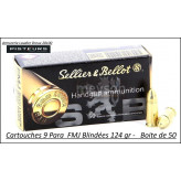 Cartouches 9 para Sellier Bellot FMJ-Blindées-Par -50-poids-8gr/ 124 grs-Promotion-Ref 3041