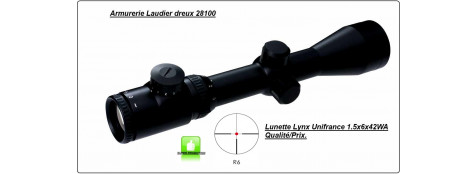 Lunette-LYNX-UNIFRANCE-Systèmes-Optiques-1,5-6 x 42 WA-Réticule-R6-Ref 10282