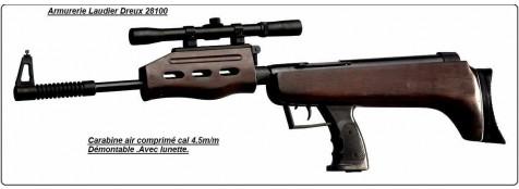 Carabine-Air comprimé-QB  57-Cal 4.5mm-Démontable-Armement levier latéral- + lunette 4x20 + boite de 400 plombs-Promotion- Ref 11225