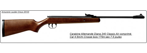Carabine-DIANA-240 CLASSIC-Allemande air comprimé-Cal 4.5mm- Visée TRUGLO-  175m/s - 8 joules-Ref 12845