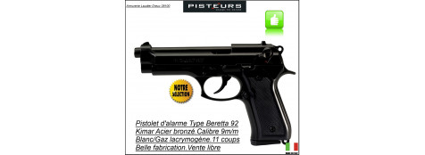 Pistolet  alarme Kimar Calibre 9 m/m à blanc /gaz-Type Beretta 92- Bronzé -Promotion-Ref 1479