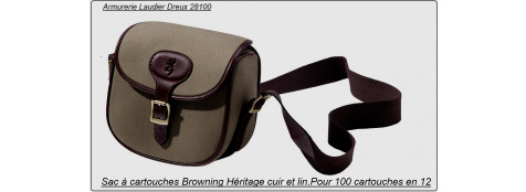 Sac à cartouches-Browning-Héritage- en cuir et coton canvas- Ref 14972