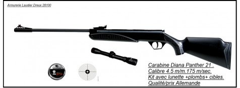 Carabine Diana 21 Panther noire- Pack kit   4,5 mm-"PROMOTION"+ KIT lunette -Ref 15573