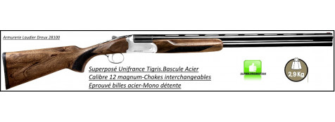Superposé -Tigris -Unifrance- Cal. 12 Magnum-Bascule acier -Mono détente-Chokes inter-Billes acier-"Promotion"-Ref 16004