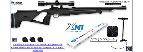 Carabine Stoeger Air PCP XM1 -S4 Suppressor Calibre 4.5mm 19,90 joules pack lunette+ 1 pompe+3 chargeurs -Promotion-Ref stoeger-XM1-S4-PCP-combo lunette pompe