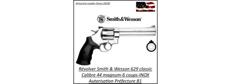 Révolver-Smith-et-Wesson-Calibre-44-magnum-629-CL-inox-Canon-6-pouces -Catégorie B1-Autorisation-Préfecture-Promotion-Ref 765333