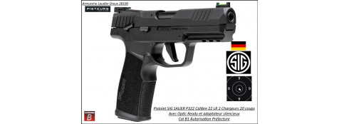 Pistolet SIG SAUER P322  Optic ready Calibre 22 Lr Semi automatique 20 coups -Catégorie B1-Promotion-Ref SI322