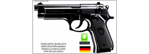 Pistolet Beretta 92 FS Umarex Cal 6mm Soft air Culasse METAL 0,5joules-12 coups-Ref 18578