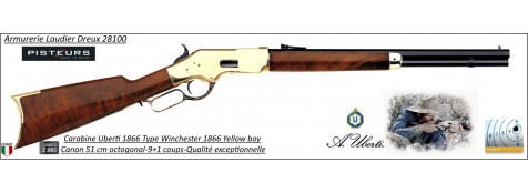 Carabine Uberti Yellow Boy 1866 short rifle type Winchester boitier laiton Canon octogonal Calibre 44-40 -Ref 32501568