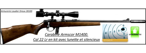 Carabine Armscor M1400 Calibre 22LR -Répétition-Seule ou en kit lunette /silencieux-Promotions