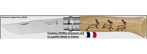 Couteau OPINEL Gamme Animalia- Gravures Cerf- Ref 18697