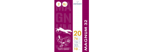 Cartouches de chasse UNIFRANCE -Cal 20/76 MAGNUM -32  grammes- Bourre à jupe  - Plombs n°2,4,5,6,7  