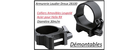Montage- amovible-démontable- QRW-acier-2 parties -Leupold-Colliers de 30m/m- rail de 21 m/m-Ref 21342