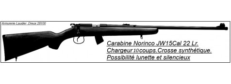 Carabine Norinco Jw15A Calibre 22Lr Répétition manuelle-10 coups crosse synthétique -Promotion-Ref 20482