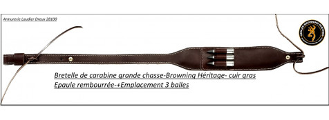 Bretelle Browning Héritage 2 cuir Carabine avec cartouchière trois tubes balles rembourrée épaule-Ref 35123