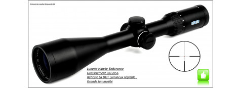 Lunette -Hawke Optics- Endurance 30-IR-3x12x56- Réticules lumineux -rouge LR Dot-Ref 23415