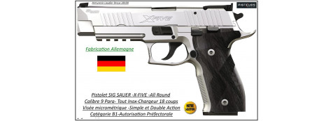 Pistolet Sig Sauer P226 X FIVE All Round INOX Calibre 9 Para Semi automatique-Catégorie B1-Promotion-Ref 24921