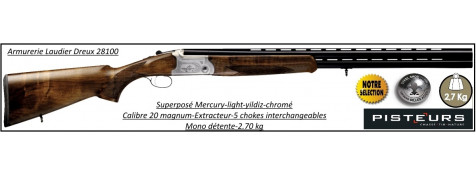 Superposé-Mercury-Light-UNIFRANCE-cal 20 Magnum-extracteur- monodétente- chokes interchangeables-Billes acier-Canons-71-cm-crosse pistolet-Promotion-Ref 16482-27874-MC-120