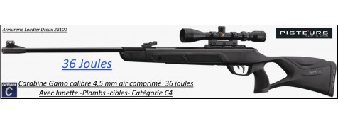 Carabine Gamo air comprimé G MAGNUM Calibre-4.5m/m 36 joules+ kit lunette 3X9X40 WR-Promotion-Ref 37152