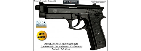 Pistolet-air-C02-Beretta-P 92-Swiss Arms-Cal 4,5mm-Full métal-20 coups-Ref 30834