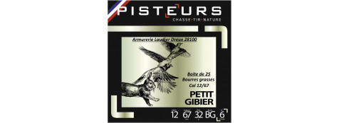 Cartouches chasse Pisteurs Unifrance Petits Gibiers Caibre12/67-Bourres-grasses-32 gr-Plombs-n°4-5-6-7-8-9-10-11-Boites de 25-Promotion