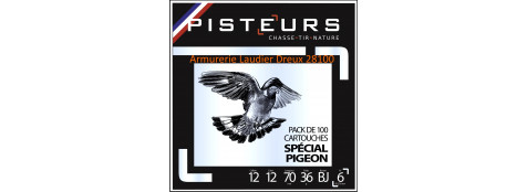 Cartouches-PISTEURS-Spécial-pigeons-Cal 12/70-Plomb N°6 en 36 gr-Pack de 100 cartouches-Ref 33502