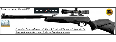 Carabine Gamo Black Maxxim air comprimé Calibre 4.5mm 29 joules+frein bouche+lunette- Promotion-Ref 30696-33725