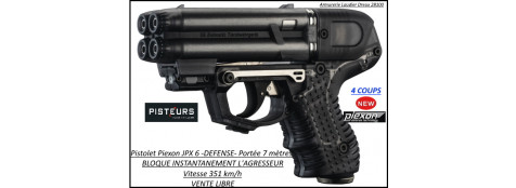 Pistolet défense Piexon Jpx6 Noir Jet Protector 4 coups rechargeable-VENTE LIBRE-Ref 33896