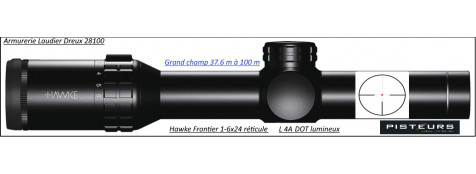 Lunette Hawke Optics Frontier 30 -1-6x24 Réticule L4A dot lumineux-grand champ- 37.6m à 100 mètres -Ref 35243