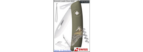 Couteau Swiza D03 Edition Bécasse 11 fonctions fermant lame 7.5 cm-Ref 35897