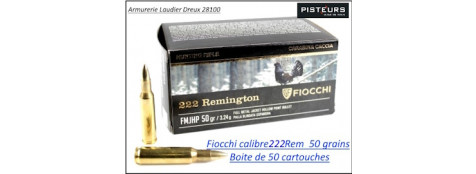 Cartouches 222 Rem Fiocchi FMJ HP boite 50 poids 3.24 gr-Promotion-Ref 21959