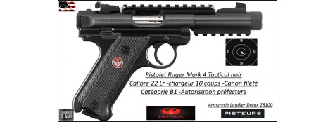 Pistolet Ruger Mark 4 Tactical Bronzé Calibre 22 Lr Semi automatique canon fileté Chargeur 10 coups-Catégorie B1-Autorisation Préfectorale-Promotion-Ref 37369