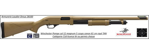 Fusil pompe Winchester SXP Dark earth defender Calibre 12 Magnum Crosse Tan Canon rayé 61cm 5 coups-Promotion-Ref 37860